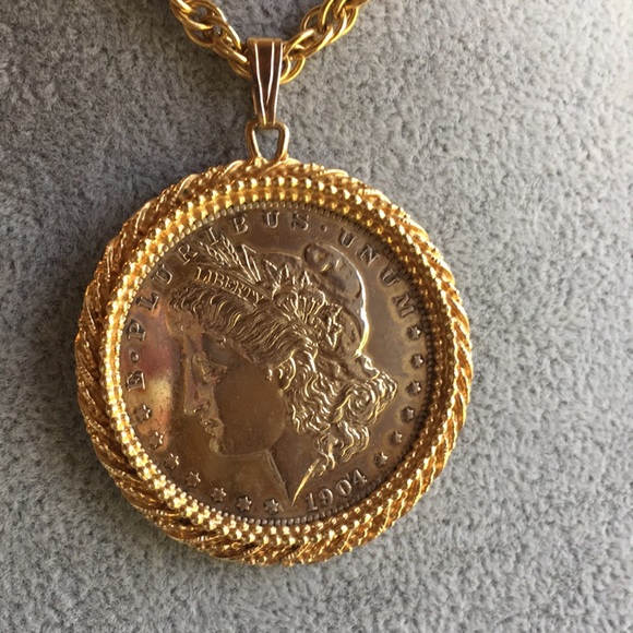 None noted Jewelry - Gold Coin Necklace with Liberty Profile and Eagle